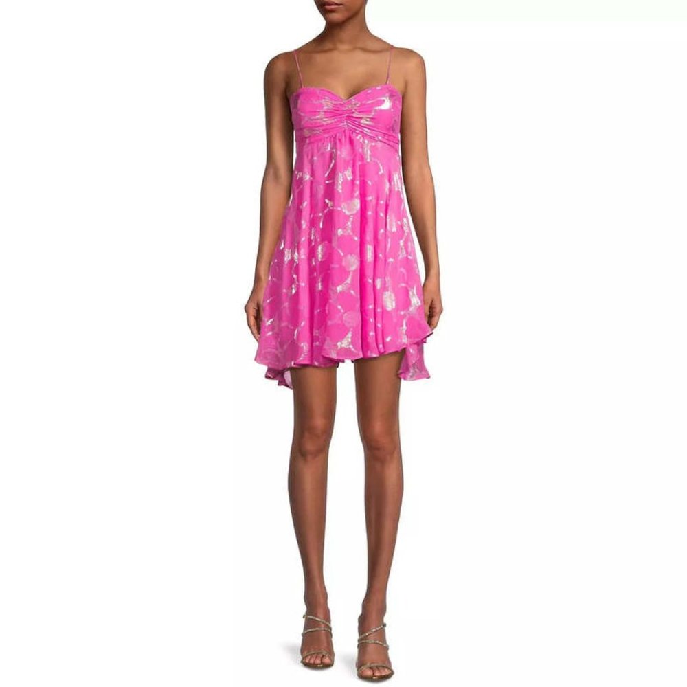 Delfi Collective - Nicole Silk Metallic Dress-Brand New w/Tags- Floral-SZ M